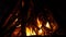 Campfire Burns Close-Up at Night in Slow Motion
