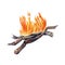 Campfire clipart. Camping design element for adventure, tourism, touring, outdoors, 4x4 off-roading prints, cards, fliers.