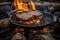 campfire cook, grilling juicy steak to perfection over hot fire