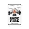 Campfire emblem mountains in rectangle Vector illustration