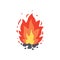 Campfire icon. Burning bonfire vector. Firewood flames, burn fireplace cartoon illustration.