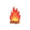 Campfire icon. Burning bonfire vector. Firewood flames, burn fireplace cartoon illustration.