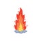 Campfire icon. Burning bonfire vector. Firewood flames, burn fireplace cartoon illustration.