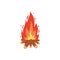 Campfire icon. Burning bonfire vector. Firewood flames, burn fireplace cartoon illustration.