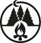 Campfire icon in the forest