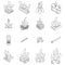 Campfire icons set vector outine