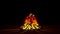 Campfire, low poly fire animation. Video of burning fire and wood with stones around. Cartoon and simple form of campfire.