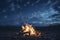 Campfire Under Starry Night Sky