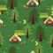 Campground outdoor scene seamless vector background. Camping pattern. Glamping Boho tents at night in the forest. Trees, campfire,