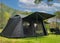 Campground Outdoor tent camping picnic on mountain with Equipment, Natural Camping area landscape background, with trees and green