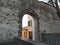 Campi Bisenzio, Italy, Medieval door, arched entrance, Porta Santo Stefano, old town walls.