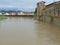 Campi Bisenzio, Tuscany, Italy. Rising water levels in the river Bisenzio.