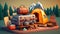 Camping 3D - Adventure awaits at this picturesque campsite by the river - ai generated