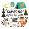 Camping animals explore the world
