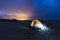 camping in Assateague beach in Maryland under dramatic sunrise