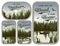 Camping background set for adventure, wanderlust or explorer outdoor. Nature forest and mountain