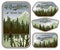 Camping background set for adventure, wanderlust or explorer outdoor. Nature forest and mountain