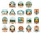 Camping Badge and Nature Exploration Emblem Big Vector Set