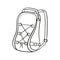 Camping bag outline vector. Travel Backpack, Hiking Backpack Doodle. Tourist equipment, isolated on a white background