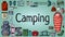 Camping banner with set of tourist items