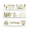 Camping banners horizontal set with mountain and tent. Hand drawn elements on design template.