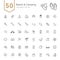 Camping & Beach Icon Set. 50 Line Vector Icons.