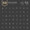 Camping & Beach Icon Set. 50 Thin Line Vector Icons.