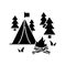 Camping black glyph icon