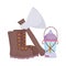 Camping boot axe and lantern cartoon isolated icon design