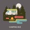 Camping bus camp logo flyer brochure vector flat i