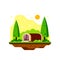 Camping cabin banner design, flat style illustration