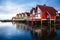 Camping cabins on a fjord