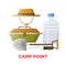 Camping or camp point tools vector icons