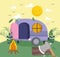 camping camper and campfire