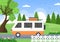 Camping Car Background Illustration with Tent, Camper Car and Equipment for People on Adventure Tours or Holidays in the Forest
