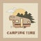 Camping Caravan And Spruce Trees