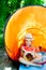 Camping children girl in tent