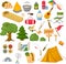 Camping children summer camp park vector illustration fun childhood campfire nature outdoor leisure.