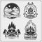 Camping club emblems, badges and design elements. Retro set of mountain tourism, forest camping, outdoor adventure and wanderlust.