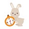 Camping cute rabbit with compass isolated icon design