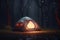 Camping in the Dark: Illuminated Tent in the Forest