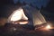 Camping in the Dark: Illuminated Tent in the Forest