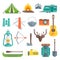 Camping Decorative Flat Icons Set