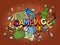 Camping design colorful set vector