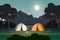 Camping Evening Scene with Mountain and Lake Landscape