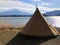 Camping field with mount Fuji view in Kawaguchiko lake at Japan