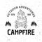 Camping fire vector vintage monochrome emblem