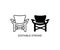 Camping folding chair, furniture, editable stroke, silhouette and line design