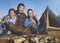 Camping Fun Mongolian Family Happiness Concept