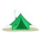 Camping green tent icon, flat style